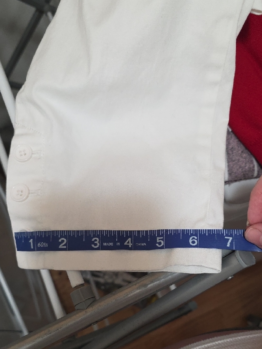 Talbots White Cropped Button Hem Pants - Picture 6 of 6